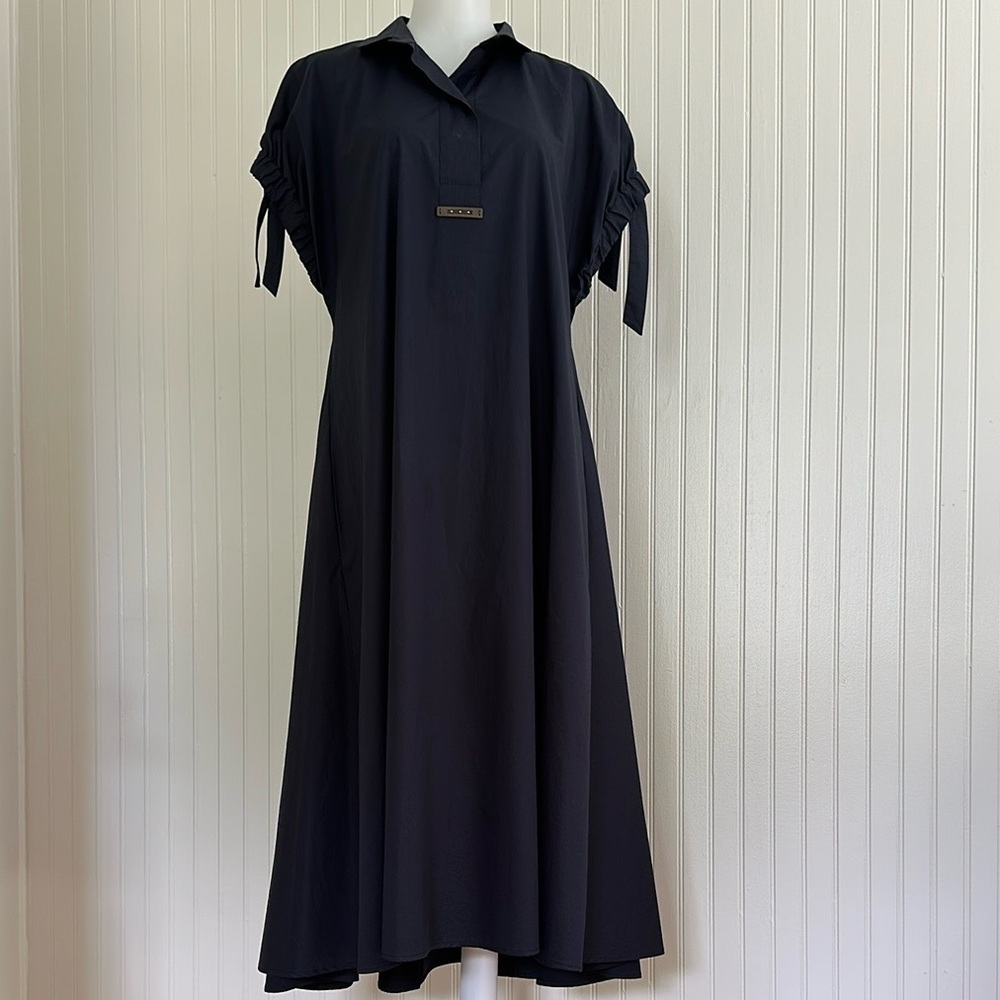 Peserico Cotton Poplin Midi Dress in Navy